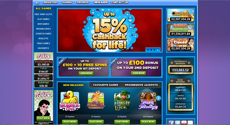 Spin and Win Home Page spin and win review