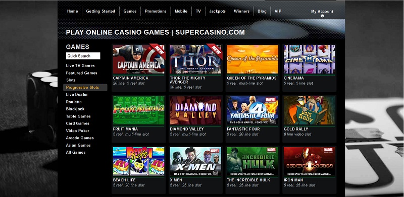 Super Casino Progressive Slots Selection super casino review